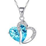 Chaomingzhen Geburtstag Geschenk Charm 925 Sterling Silber Blue Cubic Zirkonia Doppelklicken Herz Shaped AnhÃ¤nger Halskette fÃ&frac14;r Damen Modeschmuck fÃ&frac14;r Freundin mit Kette 18"