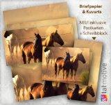 Briefpapier Set Pferde (25 Sets inkl. Kuverts) PrÃ¤sentmappe Â»Pferdepaar in WesternromantikÂ« fÃ&frac14;r MÃ¤dchen und Jungen. Geschenkidee! JETZT NEU: inklusive 10 Bildpostkarten + 2 Schreibblocks